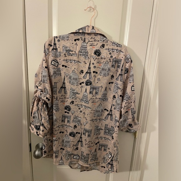 Karl Lagerfeld Paris Signature Blouse Button Shirt - Picture 5 of 5